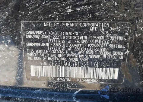 2019 Subaru Crosstrek 2.0I Premium из США, поврежденный, VIN JF2GTACC7KH326174